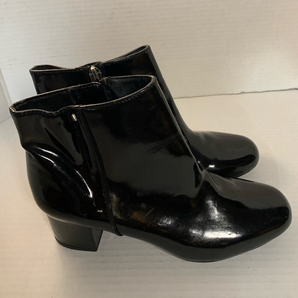 Sam & Libby Black Patent Leather Booties 7.5